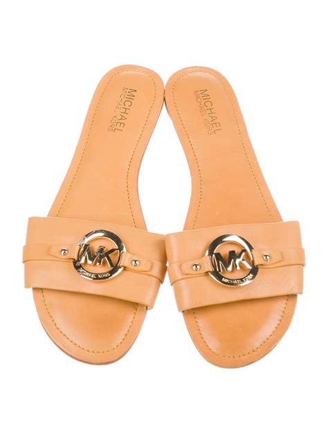 michael kors yellow slides|Michael Kors slides with studs.